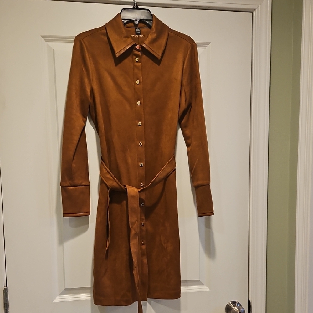 Halston Heritage Brown Long Sleeve Dress